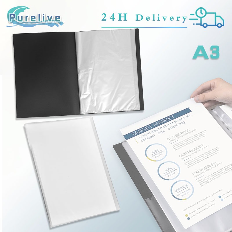 Srvnpioy 2 stuks A3 Display Boek met 40 zakken, A3 Portfolio Presentatieboek voor Kunstwerk, Tekenen, Diamant Opslag Schilderen Album Art Folder, Zwart