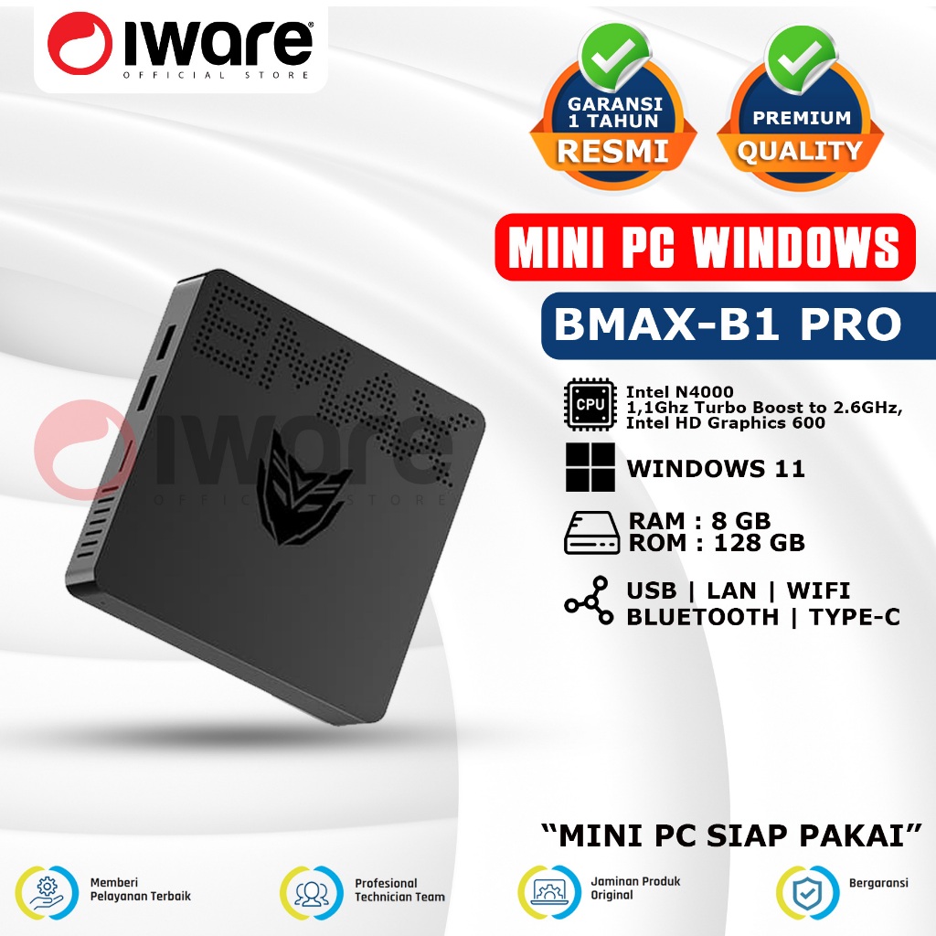 Jual Iware Mini PC BMAX Celeron | Intel I3 | Intel i5 Windows 11 Free ...