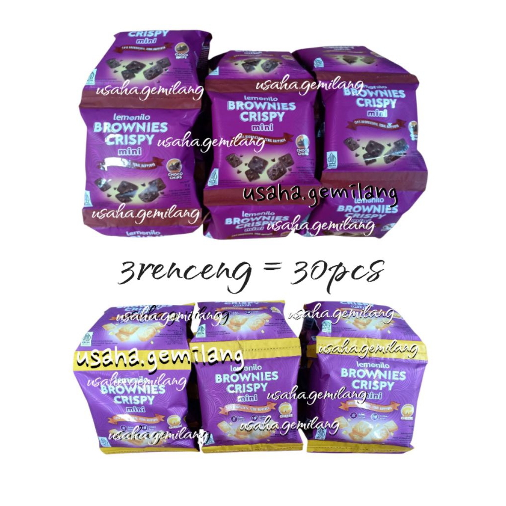 Jual Lemonilo Brownies Crispy MINI RENCENG (30pcs x 9gr) - Brownies ...