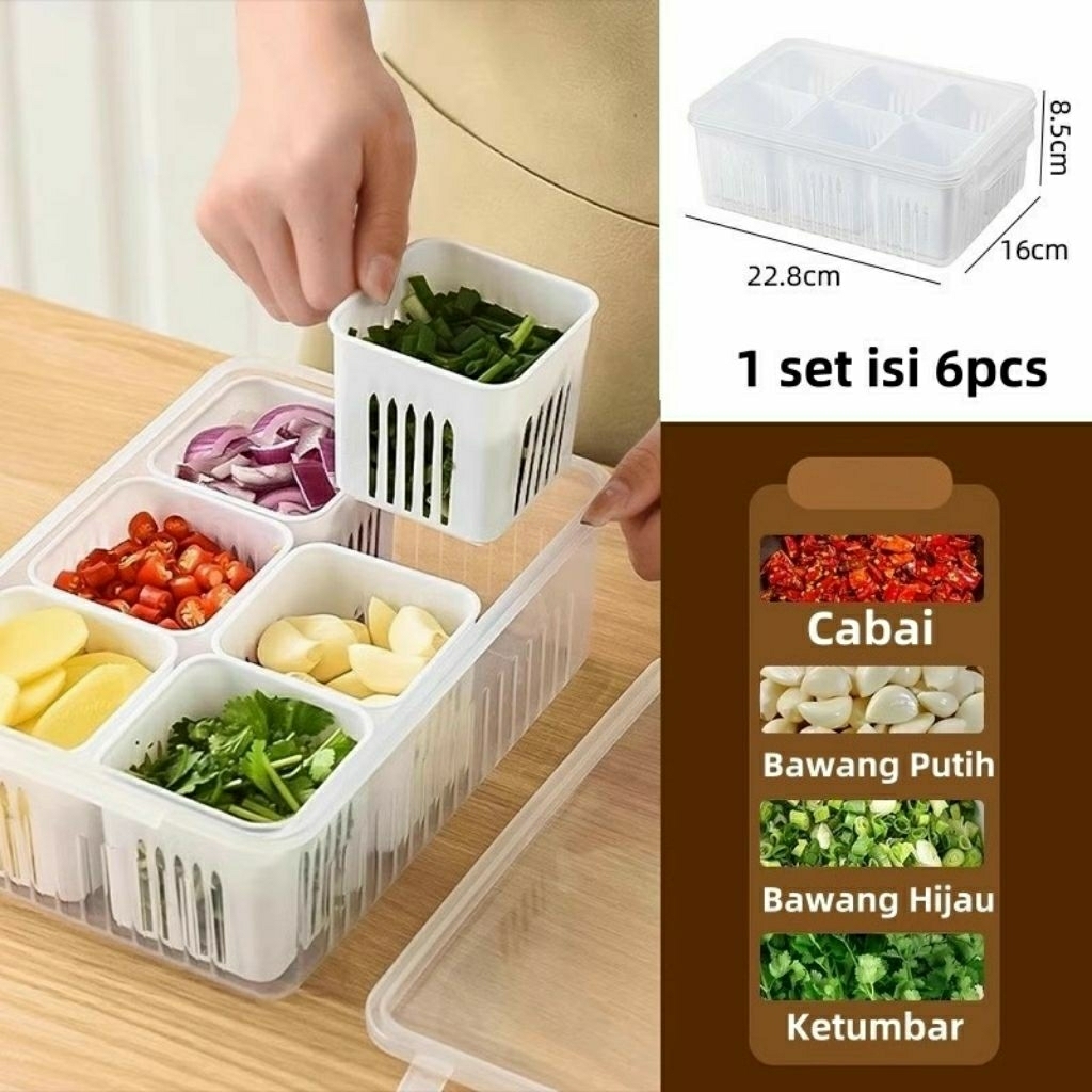 Jual Tempat Bumbu 6 Sekat/Wadah Penyimpanan Bumbu Dapur/Food Container ...