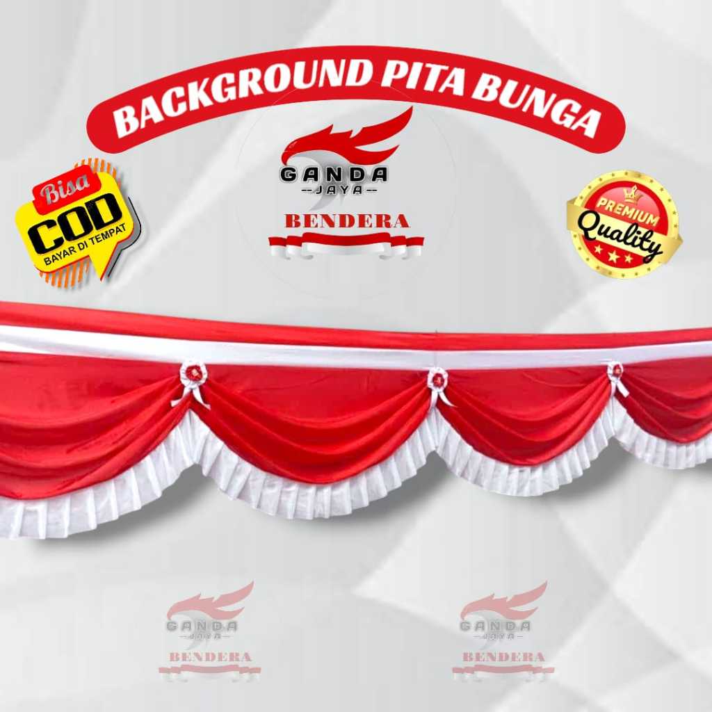 Jual Backgroun Pita Bunga Rumbai Bendera Merah Putih | Umbul Umbul Hias ...