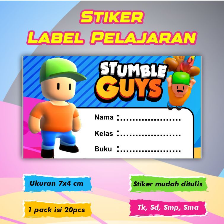 Jual Stiker Label Pelajaran Nama Kelas Karakter Stumble Guys | Shopee ...