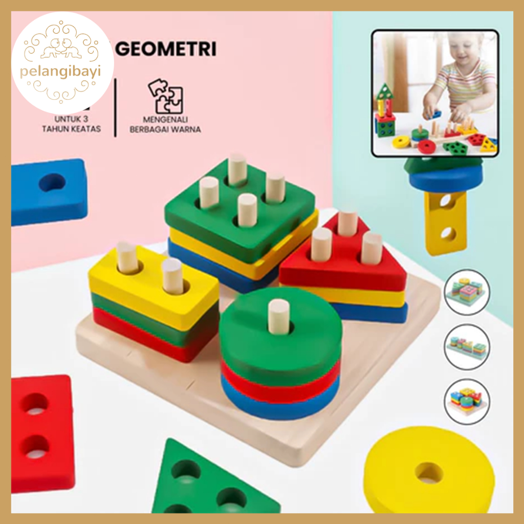 Jual Geometric Shape Stack Board | Pasak Kayu | Kolom Balok Menara ...