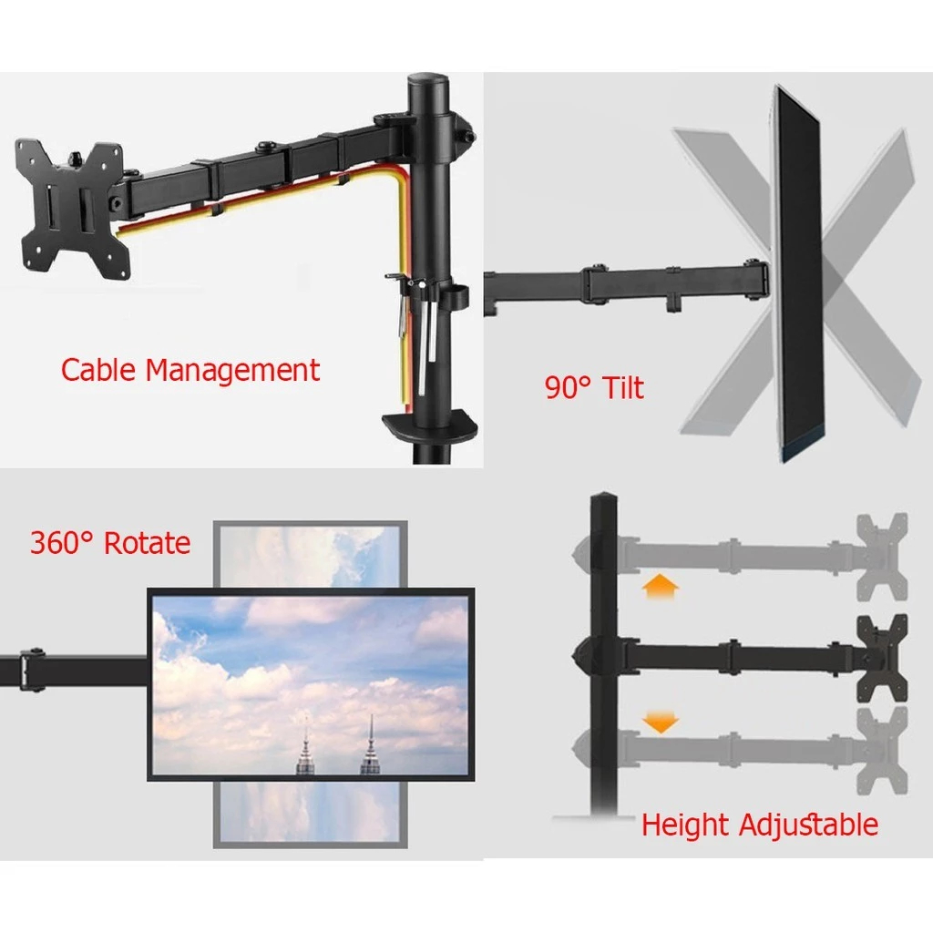 Jual Bracket Monitor Table Mount Dual Arm 1.0 VESA 100 x 100 17-32 Inch ...