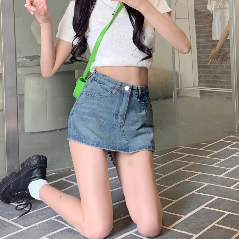 Jual Rok Mini A-Line Seksi Pinggang Tinggi Ukuran Besar 25-38