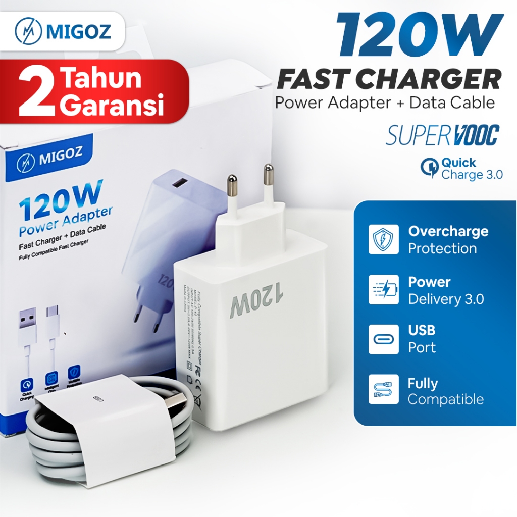 Migoz Charger 120W Fast Charging Micro USB Type C untuk Semua HP Android  Smartphone