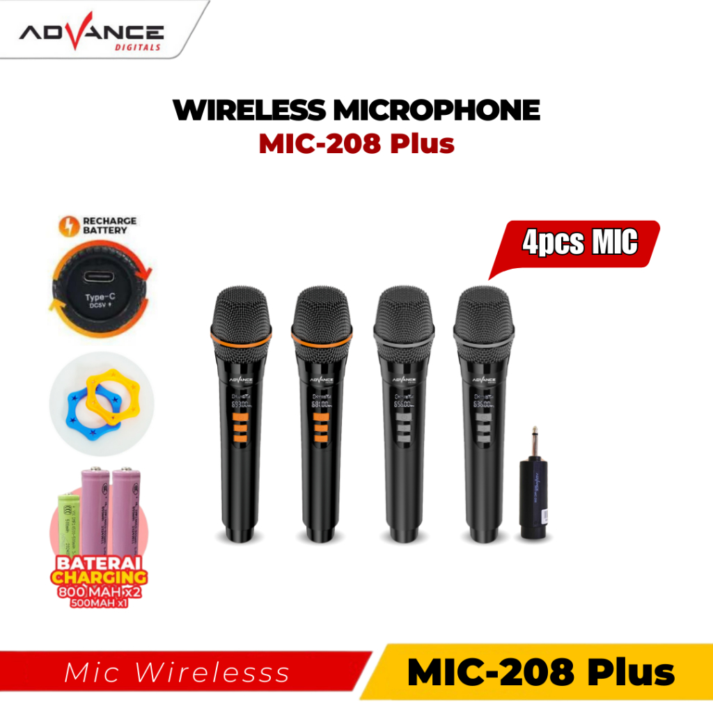Jual 【Ready+COD】4MIC Advance Mic Wireless Microphone Mic double (Batrei ...