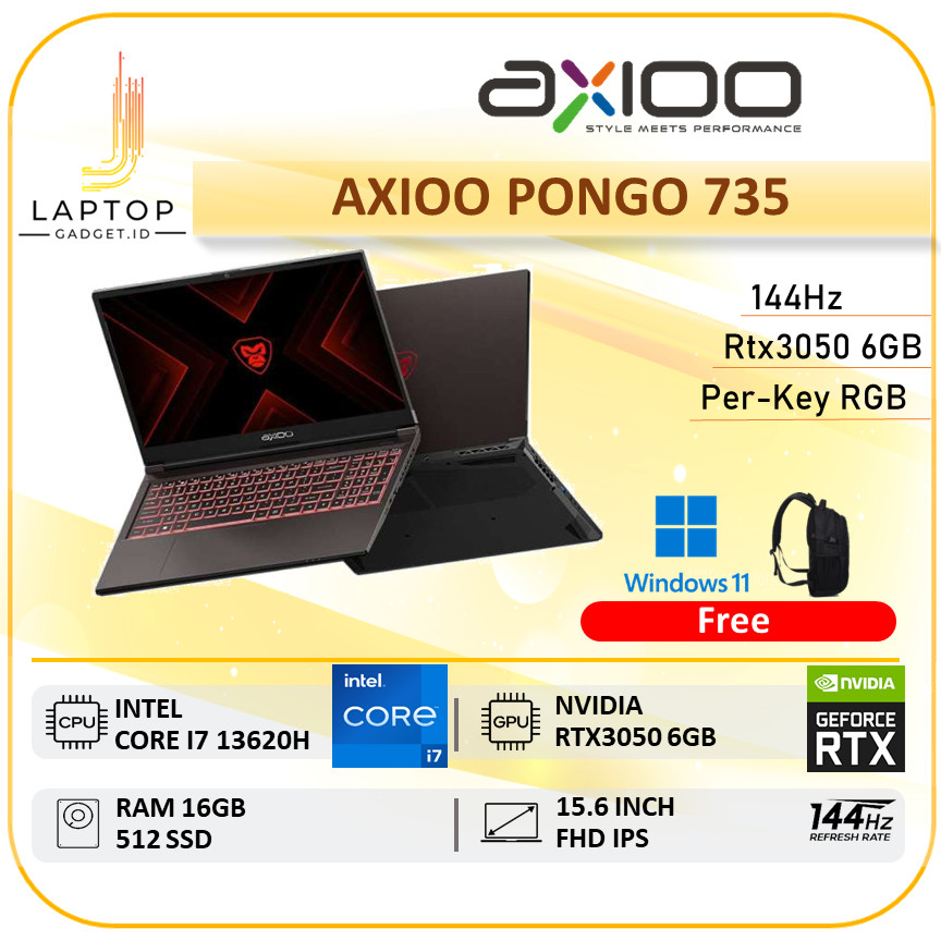 Jual Laptop Gaming Axio Pongo 735 Intel i7 13620H Nvidia RTX3050 6GB ...