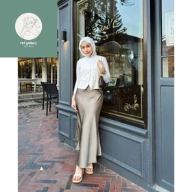Rok Satin Silk A Line Mermaid Skirt Satin Wanita Panjang