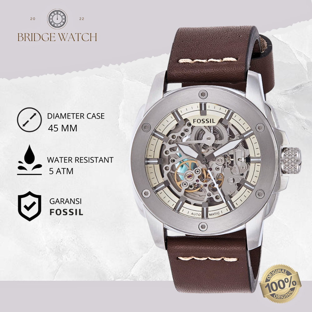 Jual Jam Tangan Fossil Cowok Automatic Machine Analog Leather Strap ...