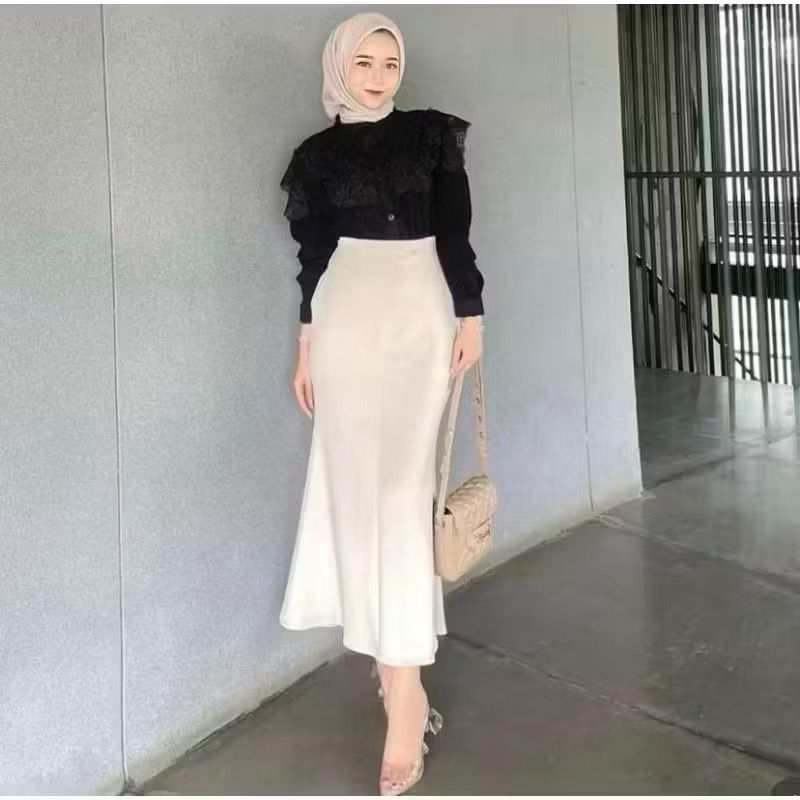 Jual Lunar Mermaid Skirt Rok Wanita Panjang Highwaist Rok Basic
