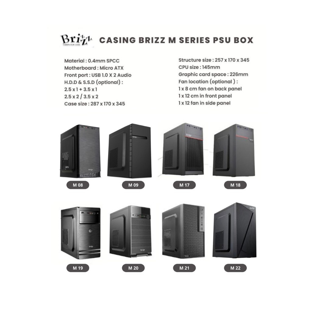 Jual CASING BRIZZ MINI CASING PC ATX PSU 500W, CASING KOMPUTER | Shopee ...