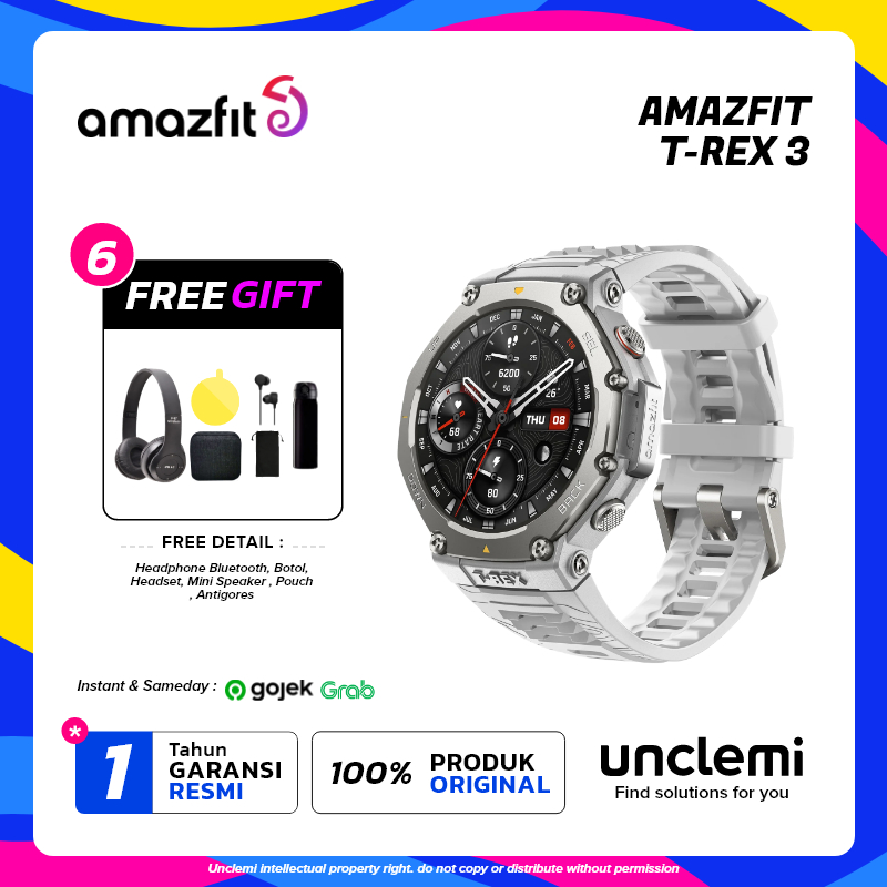 Amazfit TREX Smartwatch Amazfit T-REX AMOLED 48mm Screen GPS SpO2  10 ATM Waterproof Jam Tangan Digital With 170+ Sports Modes Kapasitas