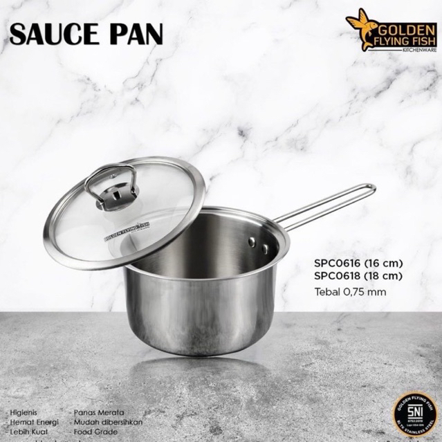 Jual Golden Flying Fish - Sauce Pan Stainless Steel 18cm - SPC0618 ...