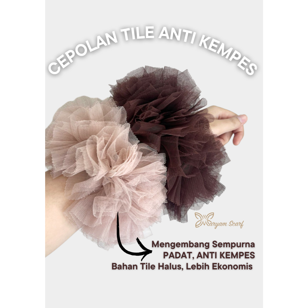 Jual CEPOLAN HIJAB / SCRUNCHIE TULLE ANTI PUSING | Shopee Indonesia