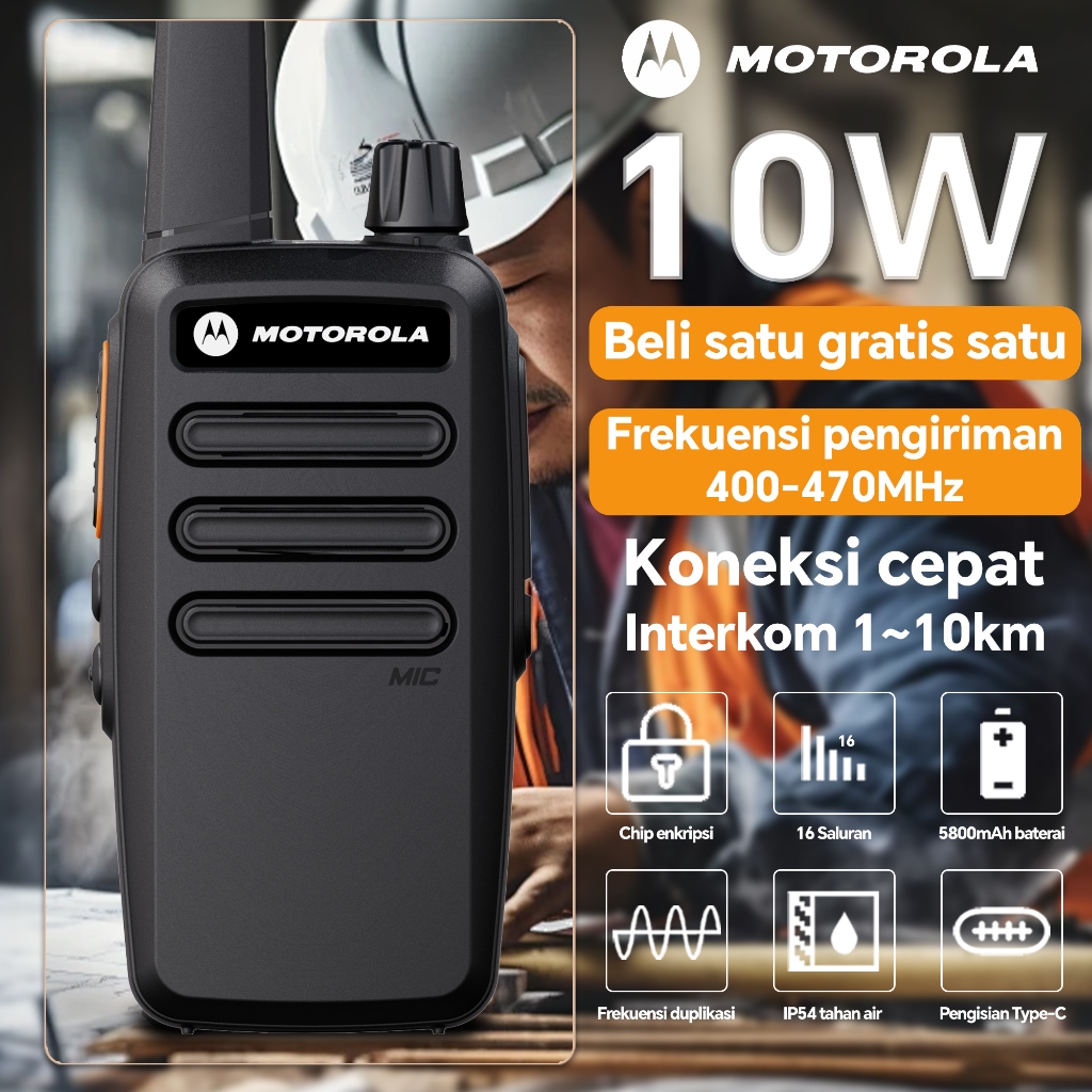 Jual 【2Unit】HT motorola walkie talkie long range 10KM T6 High power 10W ...