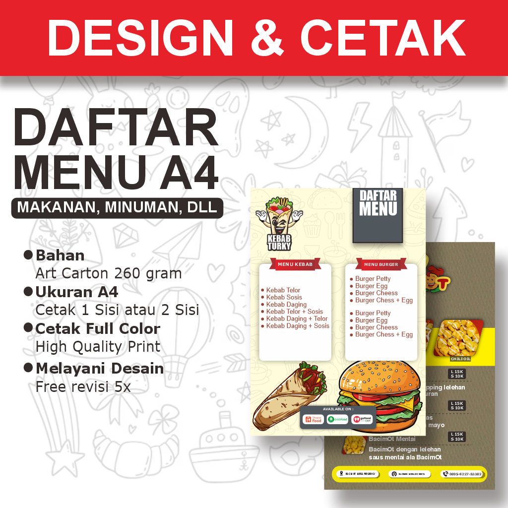 Jual Desain Daftar Menu ukuran A4 | Shopee Indonesia