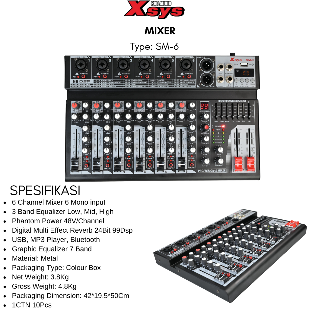 Jual MIXER XSYS SM 6 (6 CHANNEL) | Shopee Indonesia