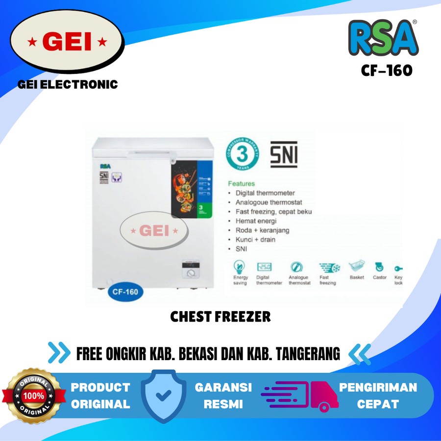Jual RSA CF 160 Freezer box CF-160 - 144 Liter | Shopee Indonesia