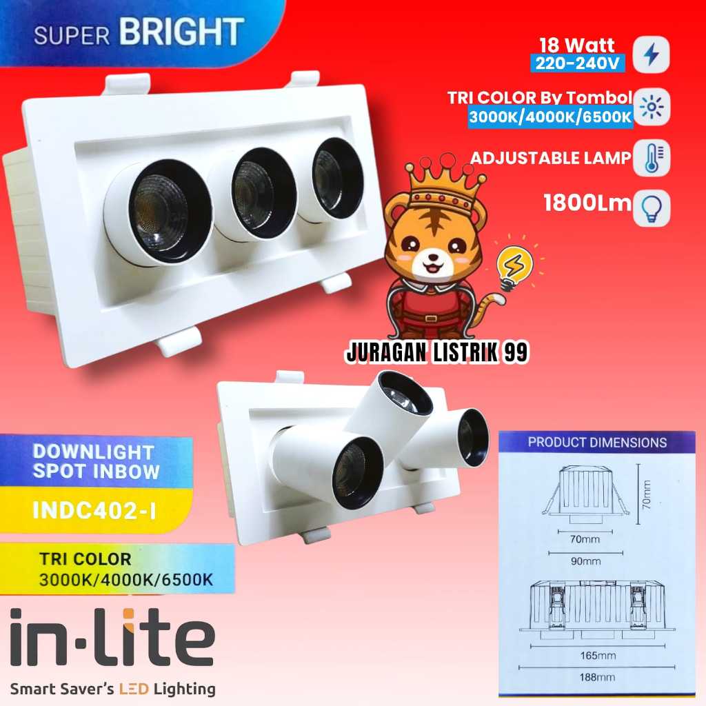 Jual INLITE LAMPU LED DOWNLIGHT SPOTLIGHT SOROT INBOW 6WATT / 12WATT ...