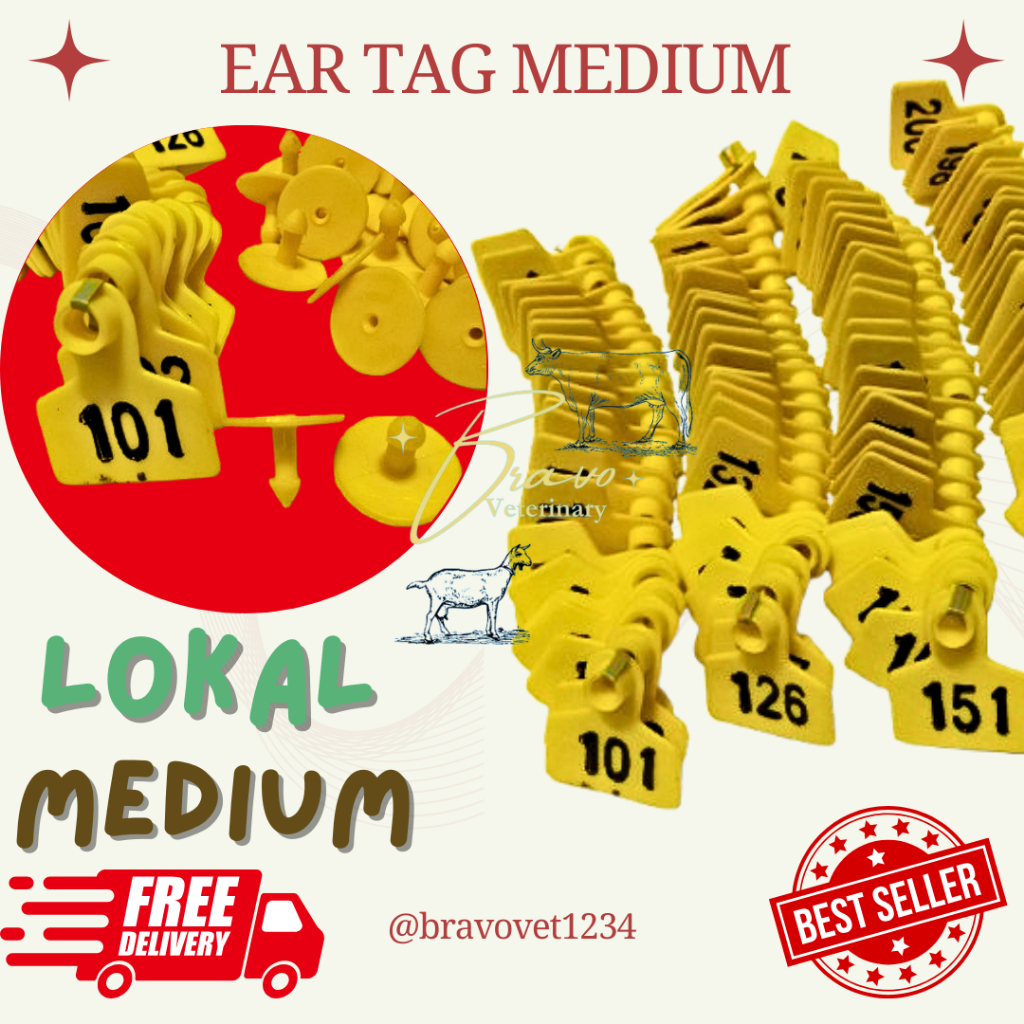 Jual Ear Tag Medium (LOKAL) Nomor Ukuran 4x5cm Anting Untuk Hewan ...