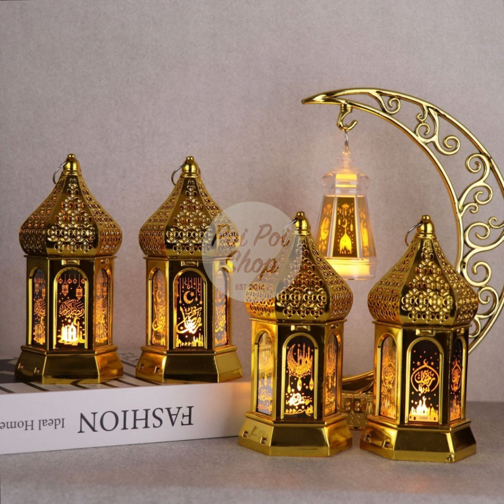 Lentera LED Idul Fitri Kubah Emas Lancip Lampu Dekorasi Hiasan Idul Fitri Ramadhan Lampu LED Kado Souvenir Dekor Murah Ornamen Idul Fitri Grosir Harga Termurah