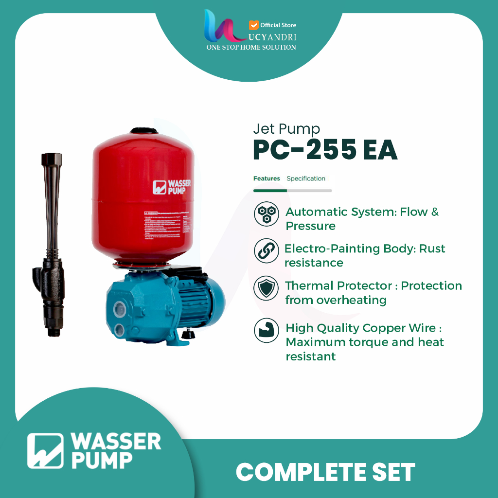 Jual Pompa Sumur Dalam JET PUMP WASSER PC 255 EA DENGAN TABUNG PREMIUM ...