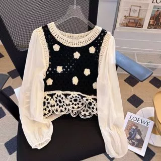 Puffy Blouse Korea Crop Blouse Import Premium BISA