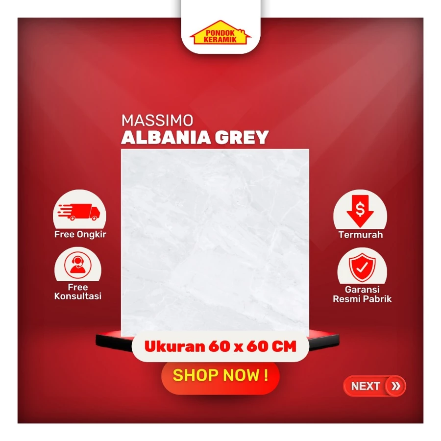 Keramik Lantai Massimo Ukuran 60x60 Albania L Grey Glossy Marble
