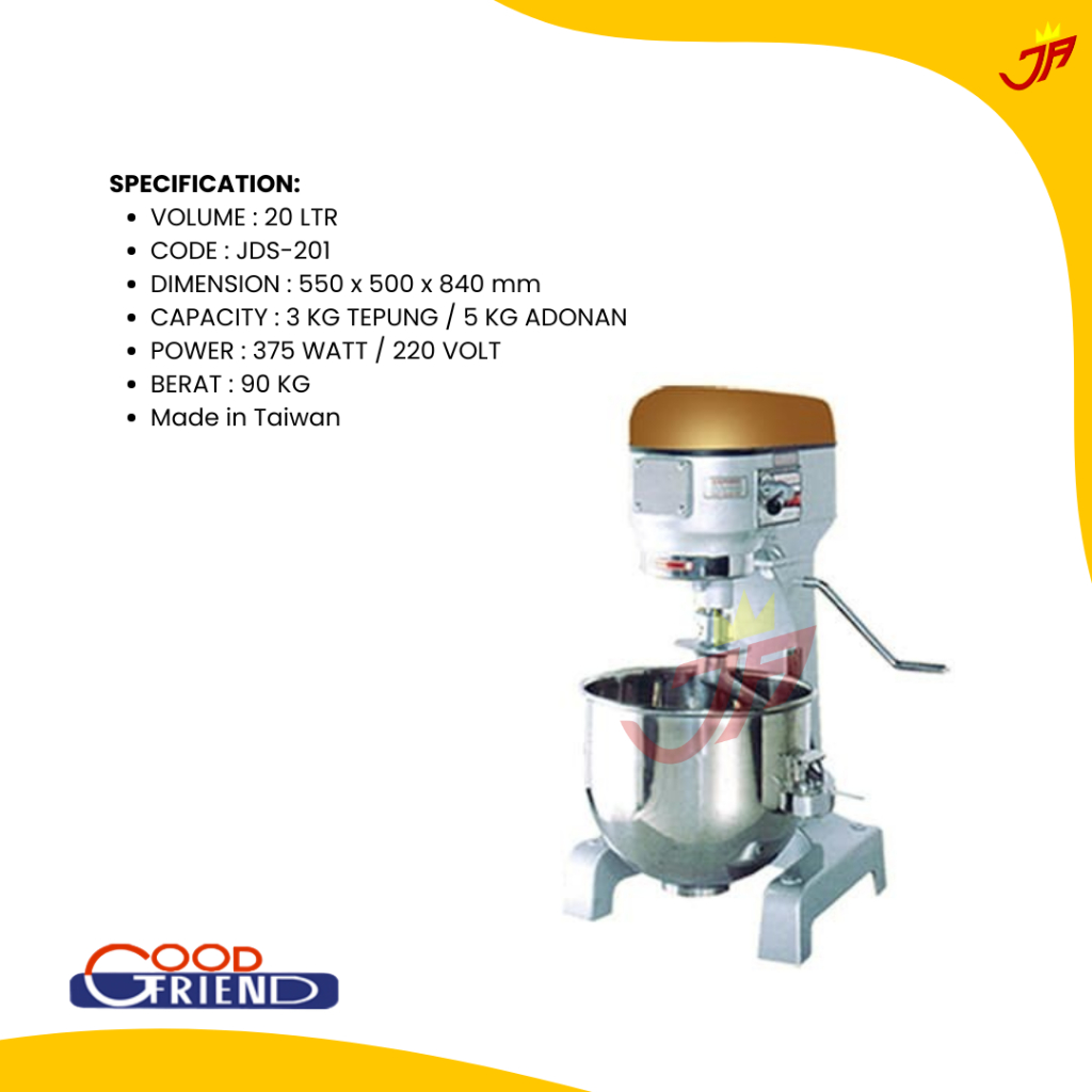 Jual GOOD FRIEND JDS-101 Planetary Mixer Taiwan 10 Liter – Mesin Mixer ...