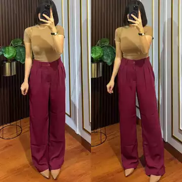 Celana Kulot Highwaist Pants Wanita Premium Bahan Tebal Hw Pants