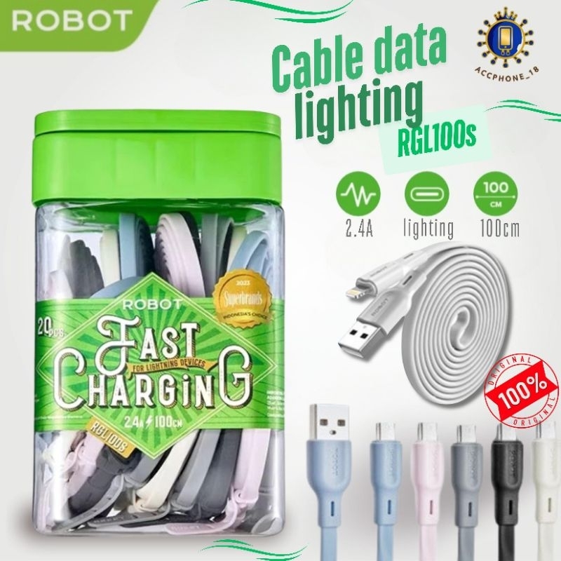Jual ROBOT RGL100s L1ghtning kabel data casan ⚡2.1A | Shopee Indonesia