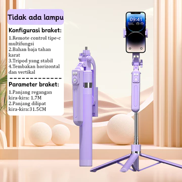 TOOREA B16 170cm Selfie Stick Tripod Tongsis HP Kamera DSLR Tongsis HP Holder Dengan 7 Tombol