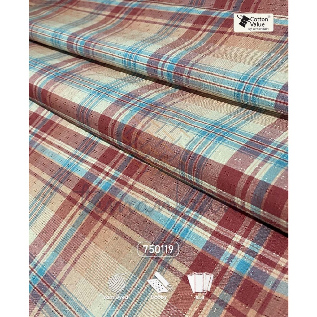 Jual (50 CM) Kain Katun Value Yarn Dyed | Cotton Value Premium Motif ...