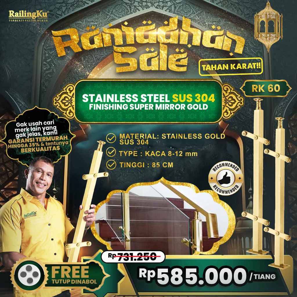 Jual [RAMADHAN SALE] Railing Tangga Stainless Gold Edition Tiang ...