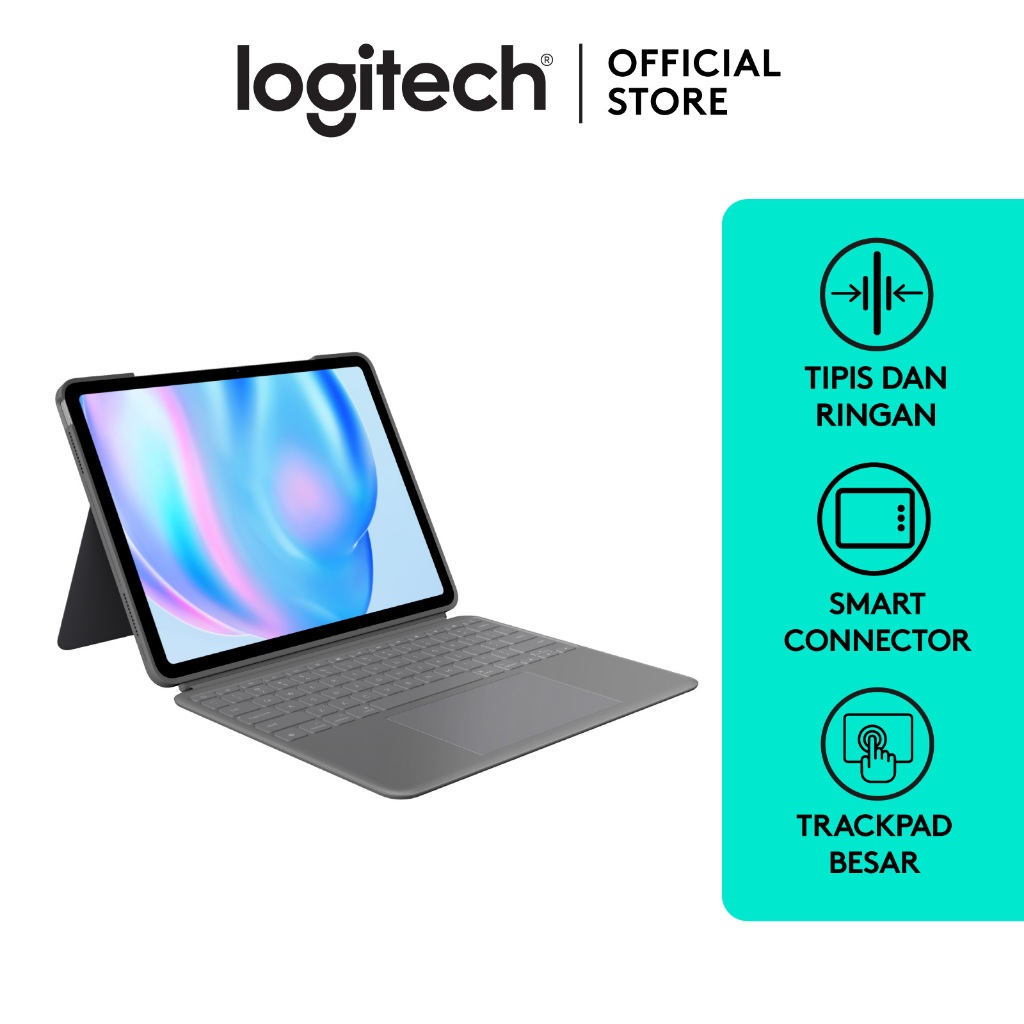 Logitech Combo Touch Keyboard Case untuk iPad Air 11 inch (M2, M3 & M4) dan iPad Air (5th gen)