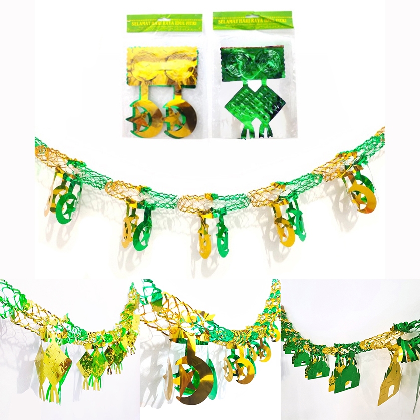 Garland Tarik Idul Fitri Bulan Bintang Dekorasi Ramadhan Hiasan Gantungan Ketupat 3D