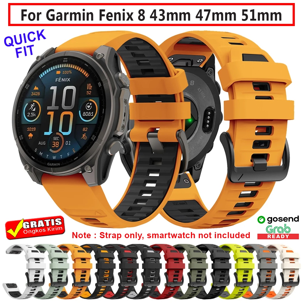 Cinturino Silicone Quick Fit Per Garmin Fenix 8 47mm E 51mm - Ricambio GadgetCom