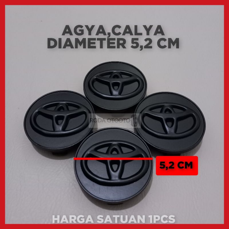 Jual Dop roda tutup velg mobil AGYA CALYA hitam doff diameter 5,2 cm ...
