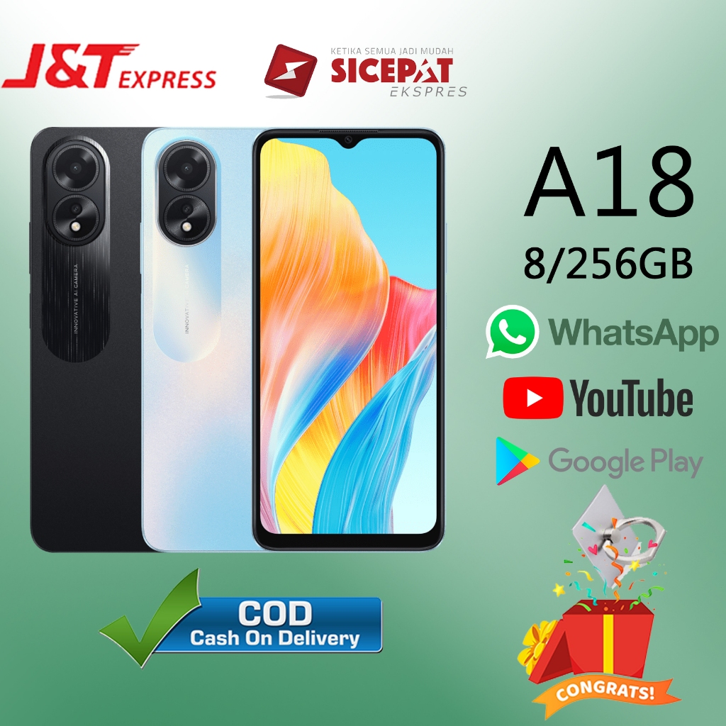 Jual HP A18 Ram 8/256GB Smartphone 4G LET 6.56 inci Dual SIM 10MP+8MP ...
