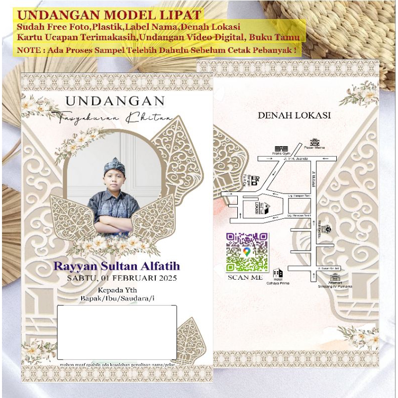 Undangan khitan Undangan khitanan Elegan Free foto + plastik