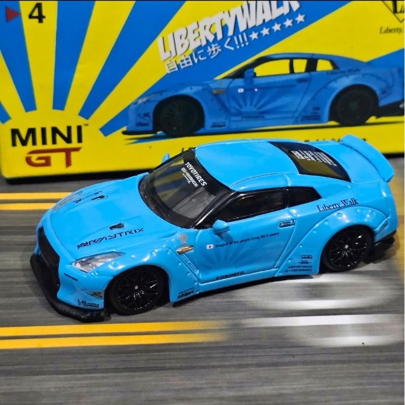 Jual Mini GT 4 LB work Nissan GTR R34 lbwk baby light blue tsm model ...