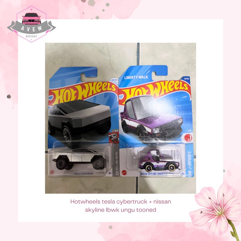 Jual Hotwheels tesla cybertruck + nissan skyline lbwk tooned ungu ...