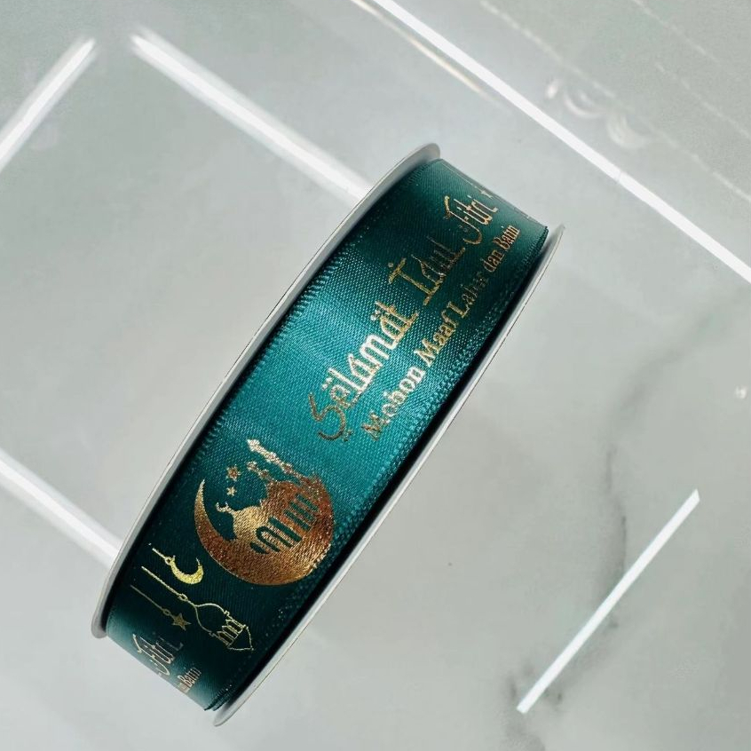 PITA EID MUBARAK/IDUL FITRI LEBAR 2CM DAN 2.5CM ECERAN/PER METER PITA HAMPERS KADO HIASAN  RIBBON GIFT PITA DEKORASI