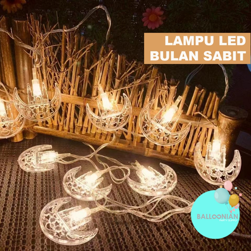Lampu LED Bulan Sabit/Hiasan Lebaran/Dekorasi Idul Fitri/Lampu Ramadhan/Moon Light