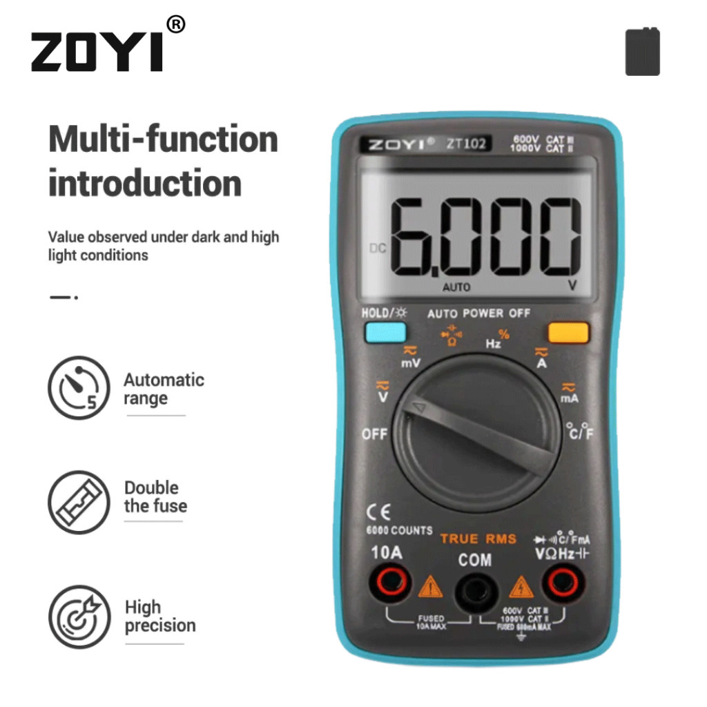 Tester Di Tensione ZOYI ZT-DB02 – Penna Rivelatrice NCV Con Torcia LED, Resistente All'Acqua, Batteria 9V Inclusa