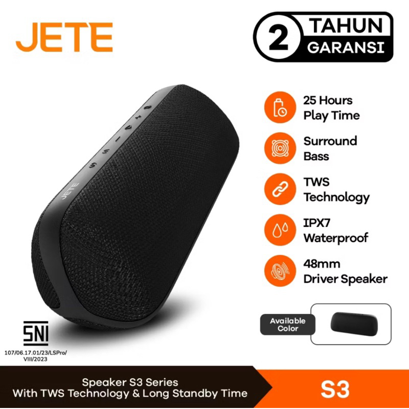 Jual Speaker Bluetooth Portable IPX7 Waterproof JETE S3 | Shopee Indonesia