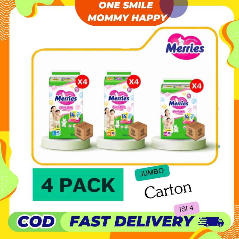 Jual PROMO 4 Ball Super Jumbo Merries GOOD SKIN Carton isi 4 pack popok ...