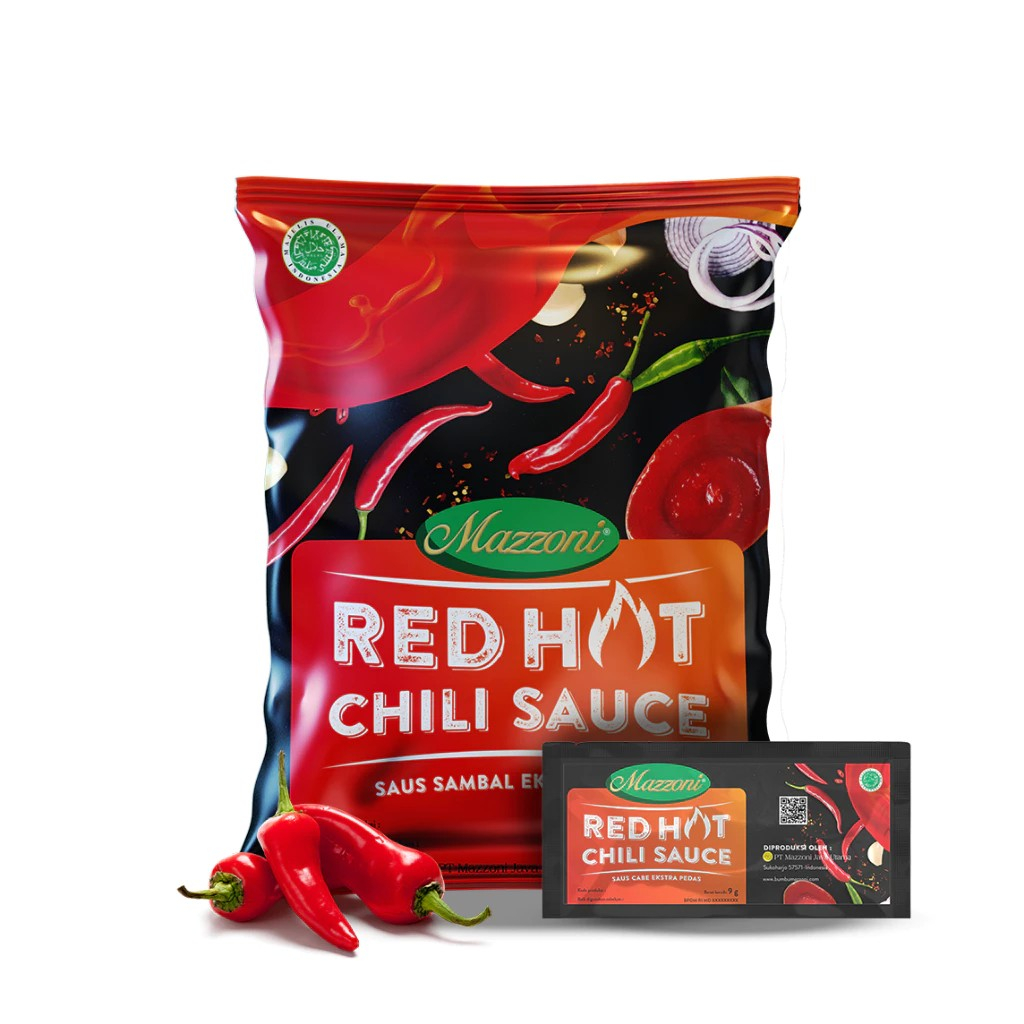 Jual Mazzoni Red Hot Chili Sauce Saus Sachet 8 Gram isi 24 Pcs Per Pack ...