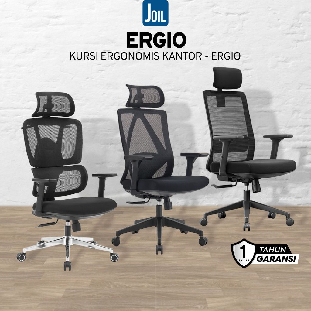 Jual Joil Ergio Kursi Kerja Kantor PP Base Black Class 3 Gas Lift ...